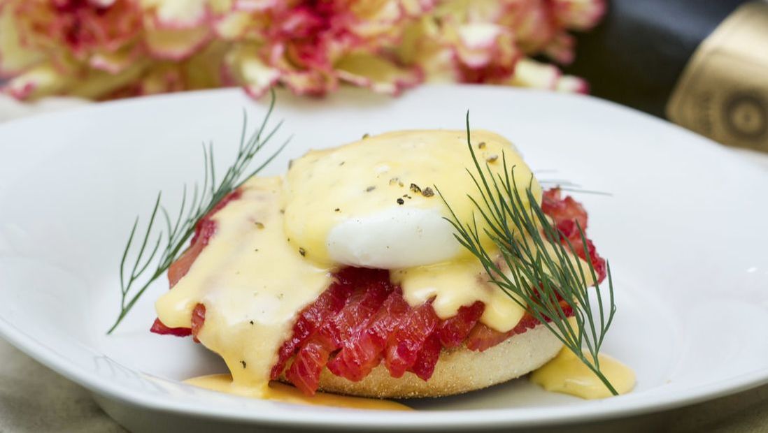 Eggs 'Royale' with Beetroot, Gin and Dill Cured Salmon - IAN DUNN